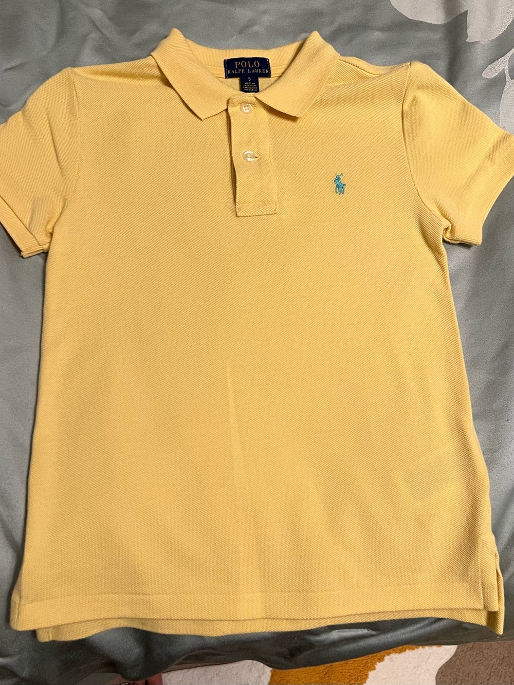 Polo by Ralph Lauren Kids 5 Pale Yellow Short Sleeve Polo with blue Pony
